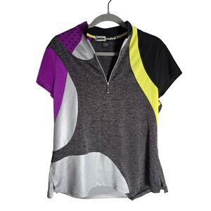 Jamie Sadock Women's Large Quarter Zip Running Shirt Purple Heathered Gray light